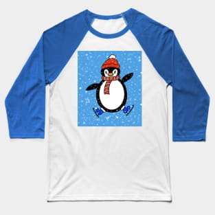 WHITE Christmas Penguin. Baseball T-Shirt